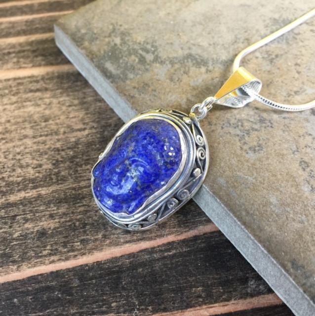 Pendants Large Sterling set Lapis Buddha Pendant jpbuddha001