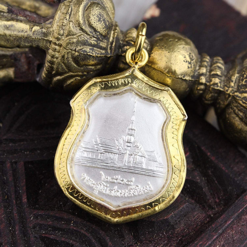 Pendants Thai Meditating Buddha Amulet in Blue Accent jpthai59
