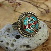 Rings 5 Classic Tibetan Ring With Coral and Turquoise Jr204.5