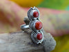 Rings 7 3 Stone Coral and Sterling Silver Ring jr145.7