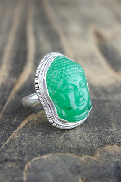 Rings 7.5 Hand Carved Jade Buddha Ring JR193.075