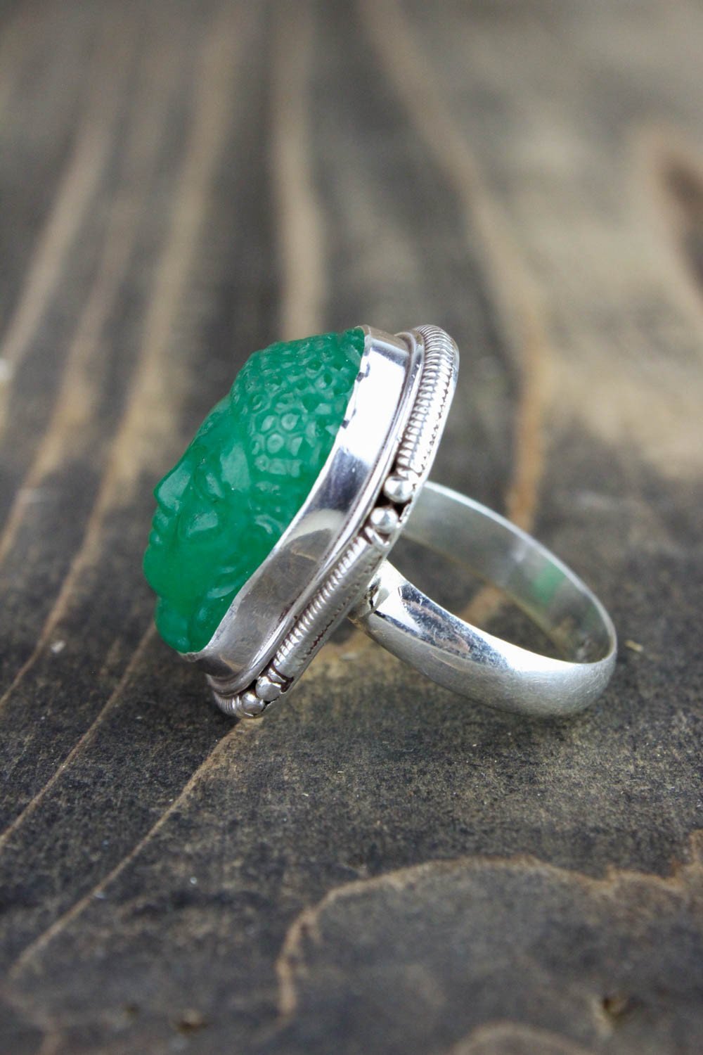 Handmade Adjustable Ring Cuff – Carved Ganesha Or Buddha Amulet – Fair Trade Nepal