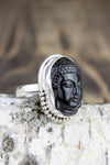 Rings 7 Black Onyx Buddha Intuition Ring JR224.07