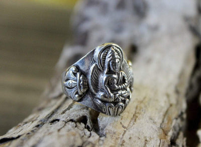 Rings 8 Sterling Silver Shakyamuni Ring jr167.8