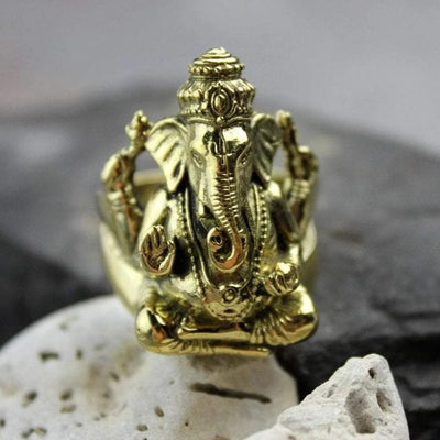 Rings 9 Gold Ganesh Ring jr125009