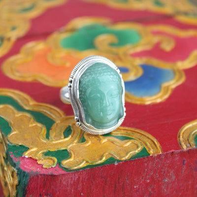 Rings Default Small Heart Chakra Jade Buddha Ring jr195