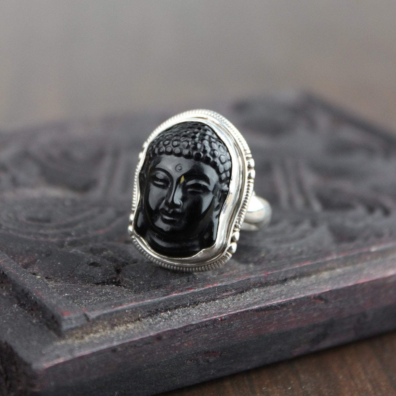Small Onyx Buddha Intuition Ring DharmaShop - Main Image
