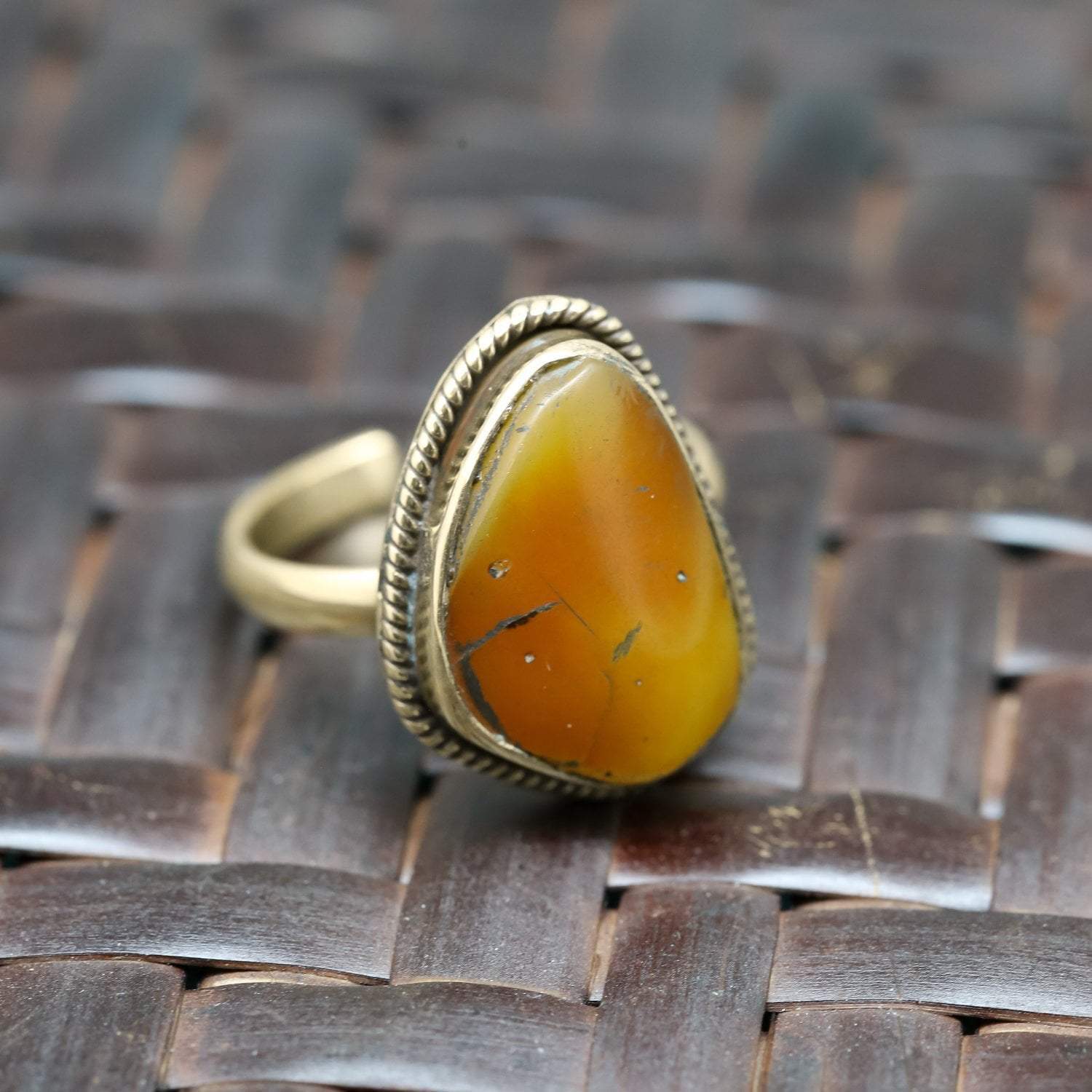 Vintage Copal Amber Ring - Handmade in Nepal - DharmaShop
