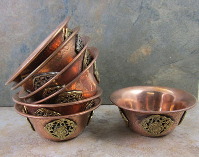 Ritual Items Default 3 1/2" Copper Medallion Offering Bowls ro008