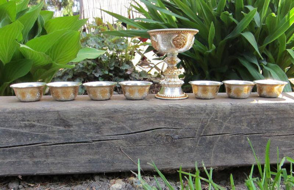Offering Set with Copper and Silver Bowls - DharmaShop