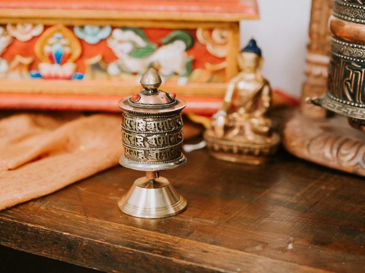 Ritual Items Desktop Sanskrit Prayer Wheel RP035