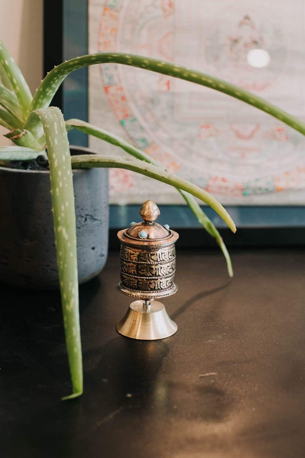 Ritual Items Desktop Sanskrit Prayer Wheel RP035