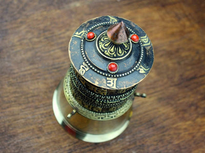 Ritual Items,New Items Default OM Mani Padme Desktop Tibetan Prayer Wheel With Coral rp025CORAL