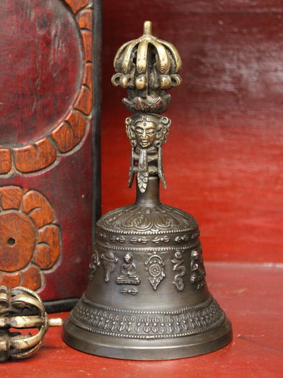 Ritual Items Stunning Tibetan Bell and Dorje Set in Wooden Box RB012