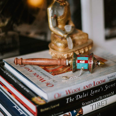 Ritual Items Stunning Turquoise Om Mani Prayer Wheel rp017