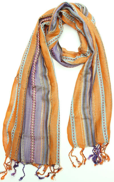 Scarves Default Orange and Purple Striped Woven Scarf scarf014