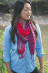 Scarves Default Red and Purple Striped Woven Scarf scarf015