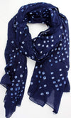 Scarves Default Sheer Batik Cotton Scarf in Blueberry fb141