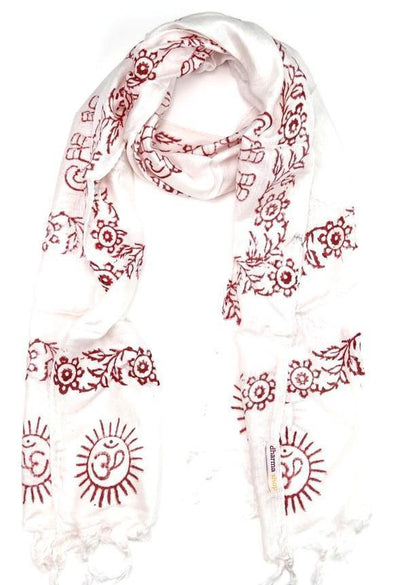 Scarves Default Small Om Prayer Scarf in White fb156