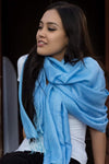 Scarves Default Water Pashmina Shawl in Sky Blue fb524