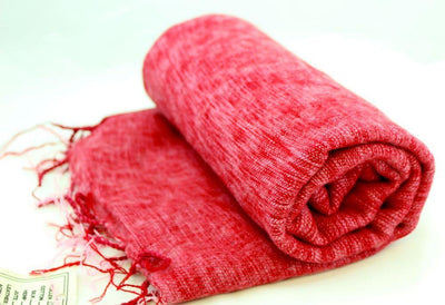 Scarves Default Yak Wool Shawl in Raspberry Red fb095