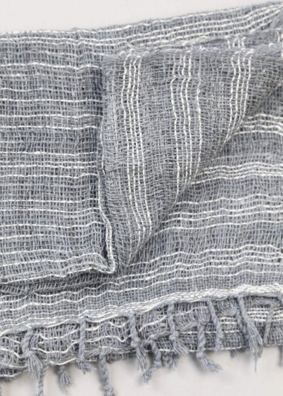 Scarves Gray Striped Cotton Scarf FB536