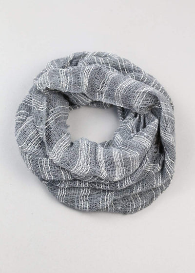 Scarves Gray Striped Cotton Scarf FB536