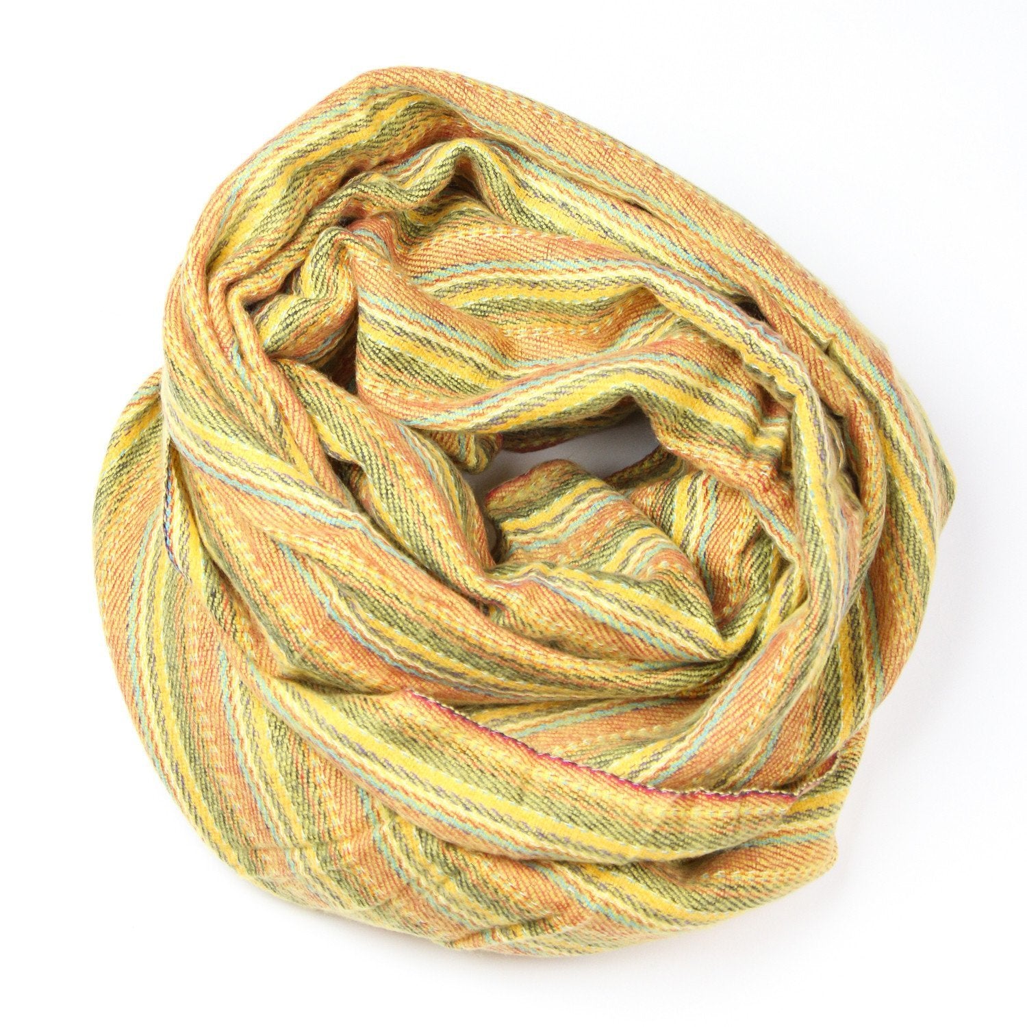 Hand Woven Yellow Striped Scarf - DharmaShop