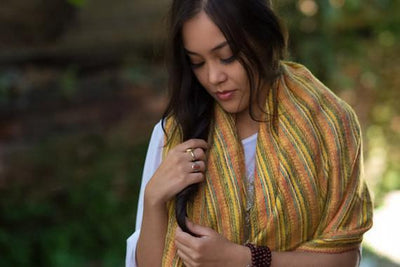 Scarves Hand Woven Yellow Striped Scarf FB518