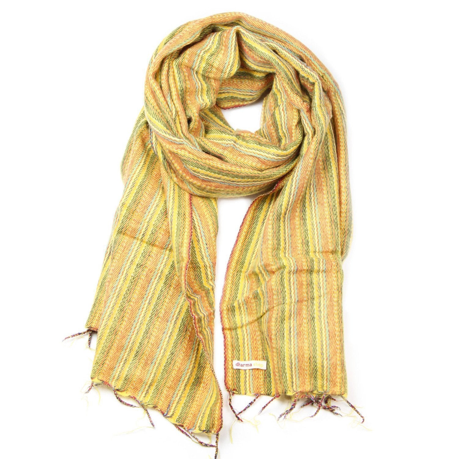 Hand Woven Yellow Striped Scarf - DharmaShop