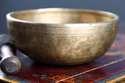 Singing Bowls Auspicious Symbols Etched Lingham Bowl