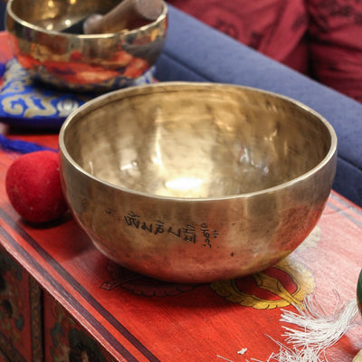 Singing Bowls Guru Rinpoche Carved Tibetan Singing Bowl newbowl214