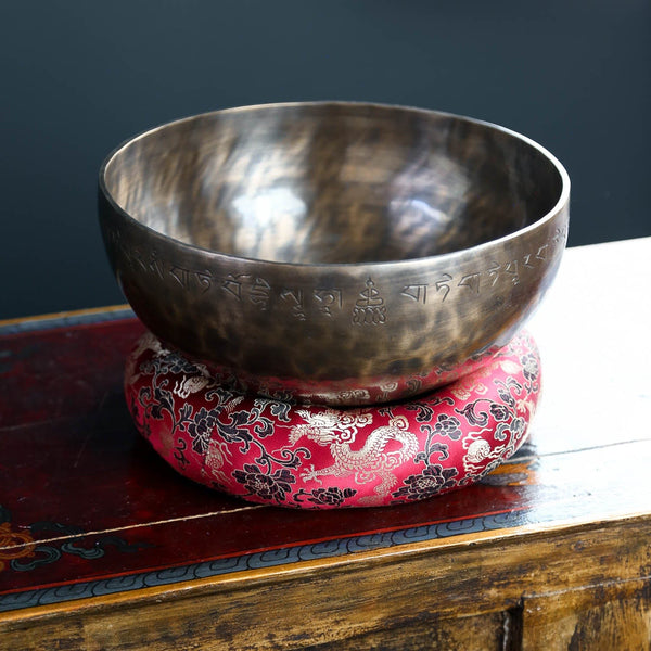 Large Red Singing Bowl Ring Cushion