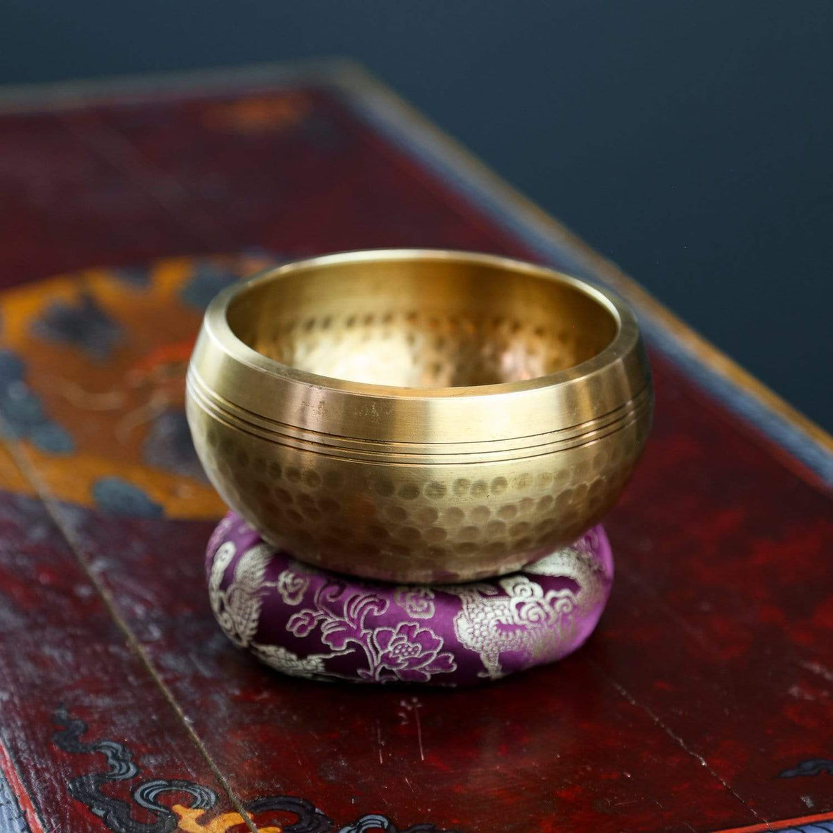 Purple Singing Bowl Ring Cushion