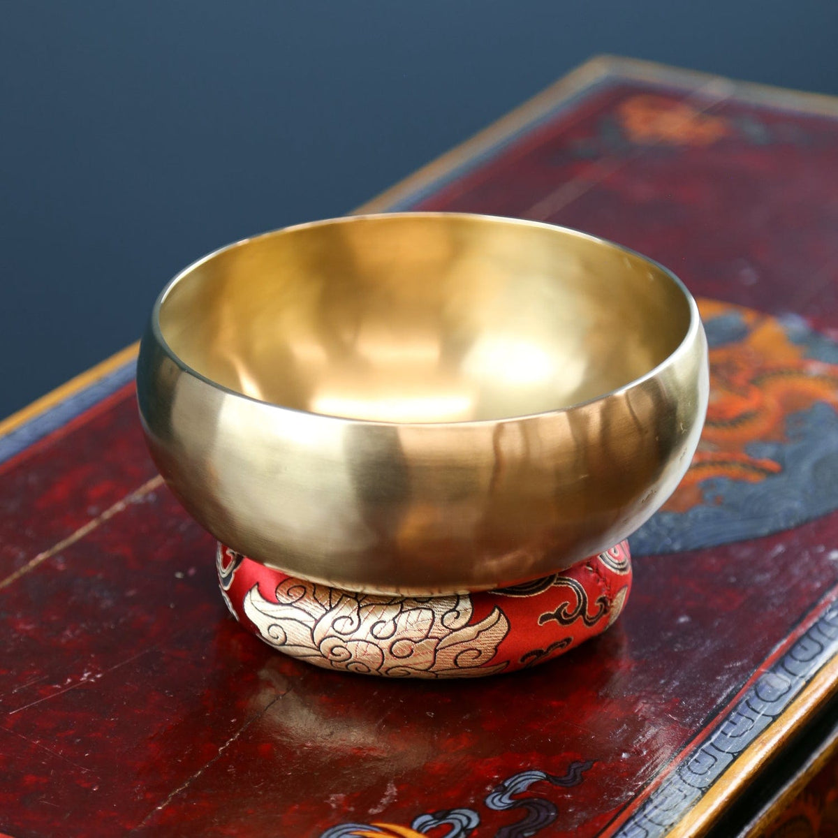 Red Singing Bowl Ring Cushion
