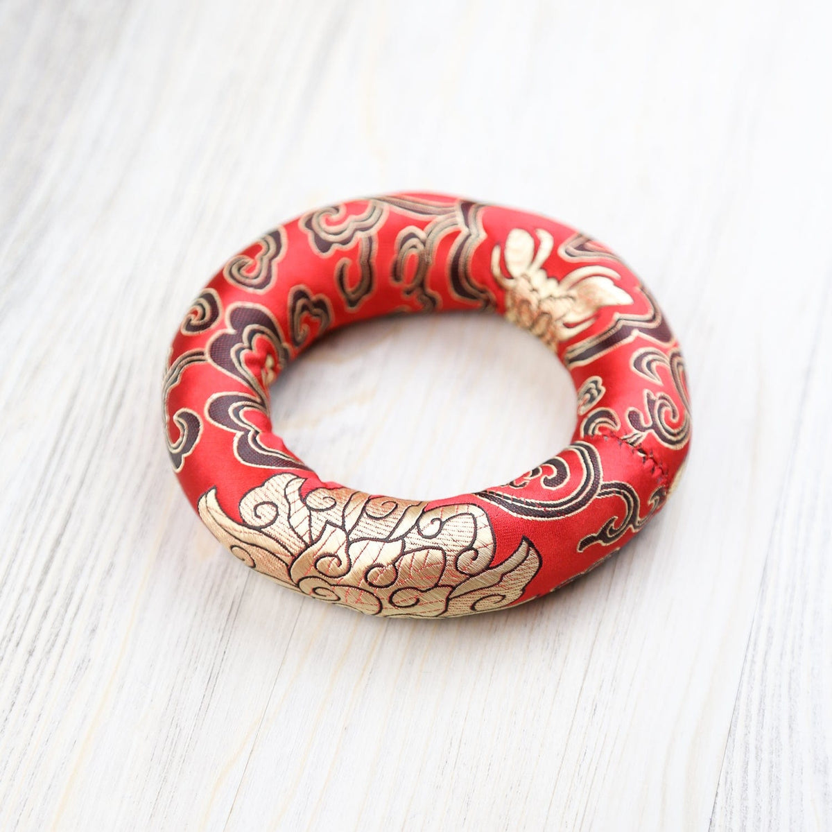 Red Singing Bowl Ring Cushion