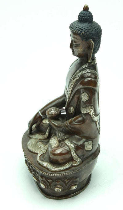 Statue Default Shakyamuni 8 Inch Bronze and Silver Statue st124