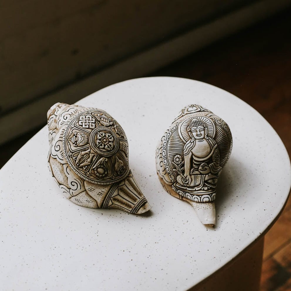 Statues Artisan Etched Conch Shell