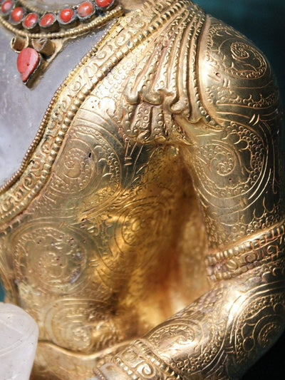 Statues Astonishing Crystal and Gold Shakyamuni Buddha Statue ST210