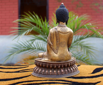 Statues Default Auspicious Astamangal  Carving Bronze  Medicine Buddha  Statue 8 inch KTM-MST294