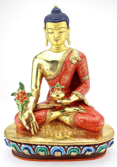 Statues Default Masterpiece Hand Painted Medicine Buddha 10 Inch Statue st150