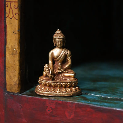 Mini estatua de oro del Buda de la Medicina