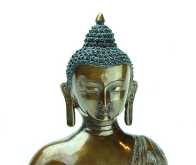 Statues,New Items,Buddha Default 9 Inch Amitabha Silver and Bronze Statue st143