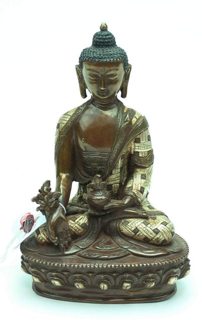 Statues,New Items,Buddha Default Medicine Buddha 8 Inch Bronze and Silver Statue st121