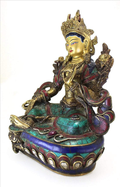 Statues,New Items,Buddha,Tibetan Style Default Gemstone Inlay 6 Inch Green Tara Statue st103