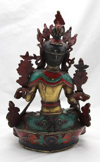 Statues,New Items,Buddha,Tibetan Style Default Masterpiece Green Tara Jeweled Tibetan Statue st093