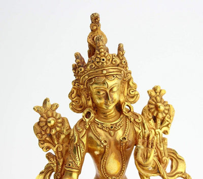 Statues,New Items,Tibetan Style Default 6 Inch Gold Plated White Tara Statue st151