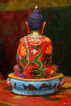 Painted Shakyamuni Statue with Dragons