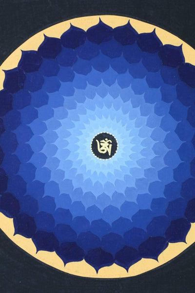Thangkas Blue Om Lotus Thangka TH189