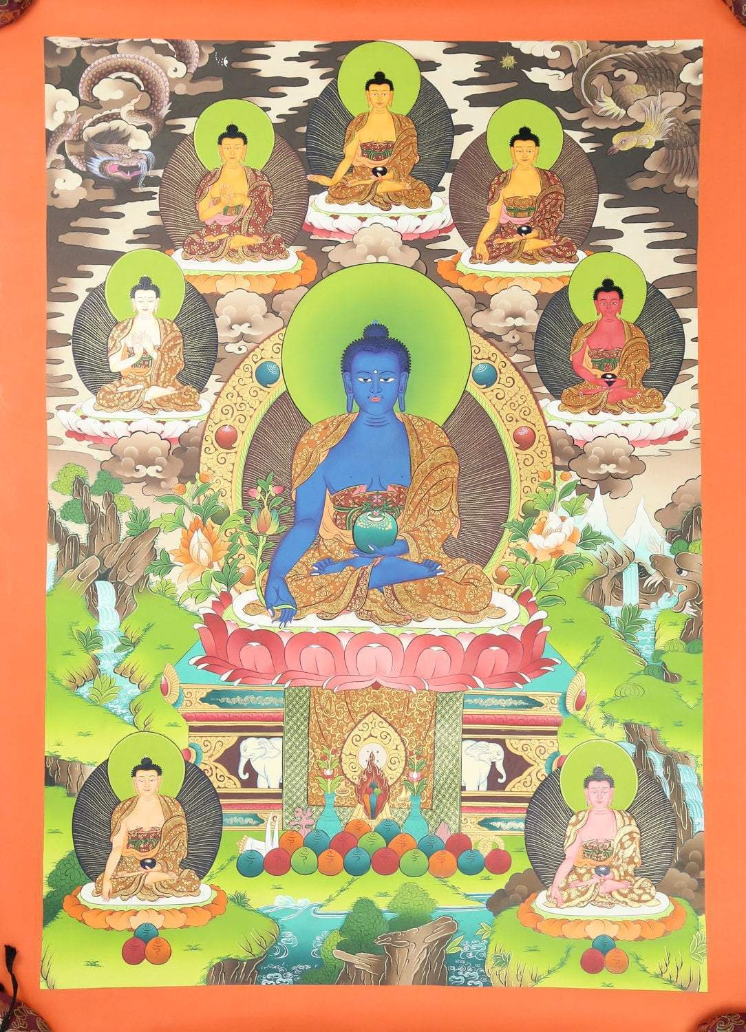 Thangkas Colorful Eight Medicine Buddha Thangka TH132